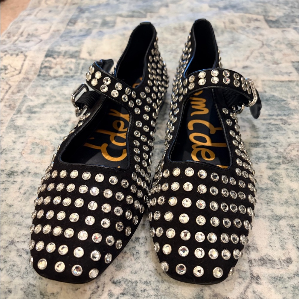 Black and Silver Studded Mary Jane Flats - Picture 7 of 9